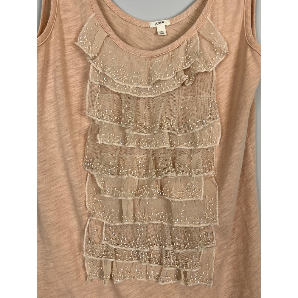 J.Crew blush/peach lace  front t-shirt Sz. S - Picture 2 of 6
